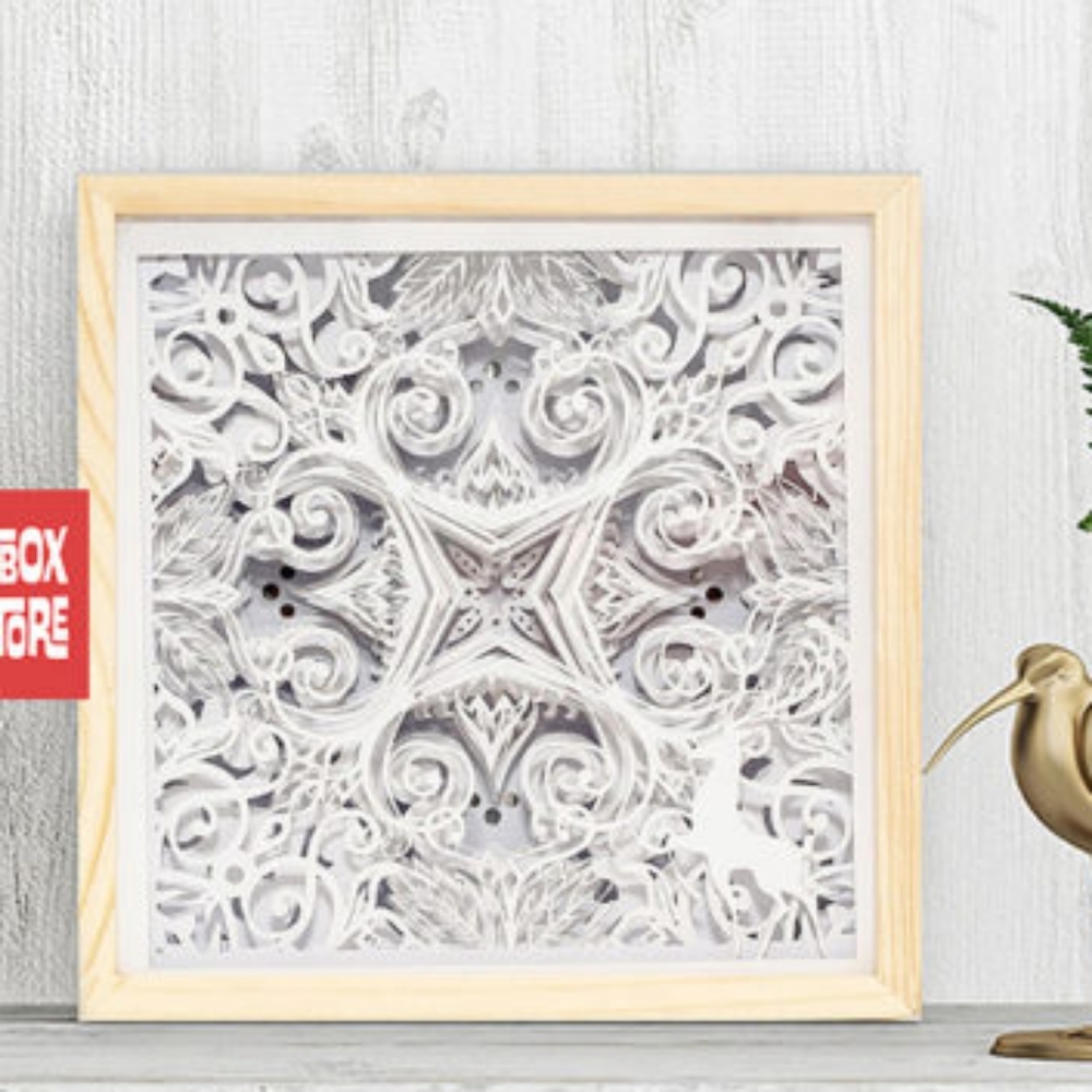 FREE SHIPPING! Handmade 3D Illuminated Paper Cut Design 8x8 Shadow Box!